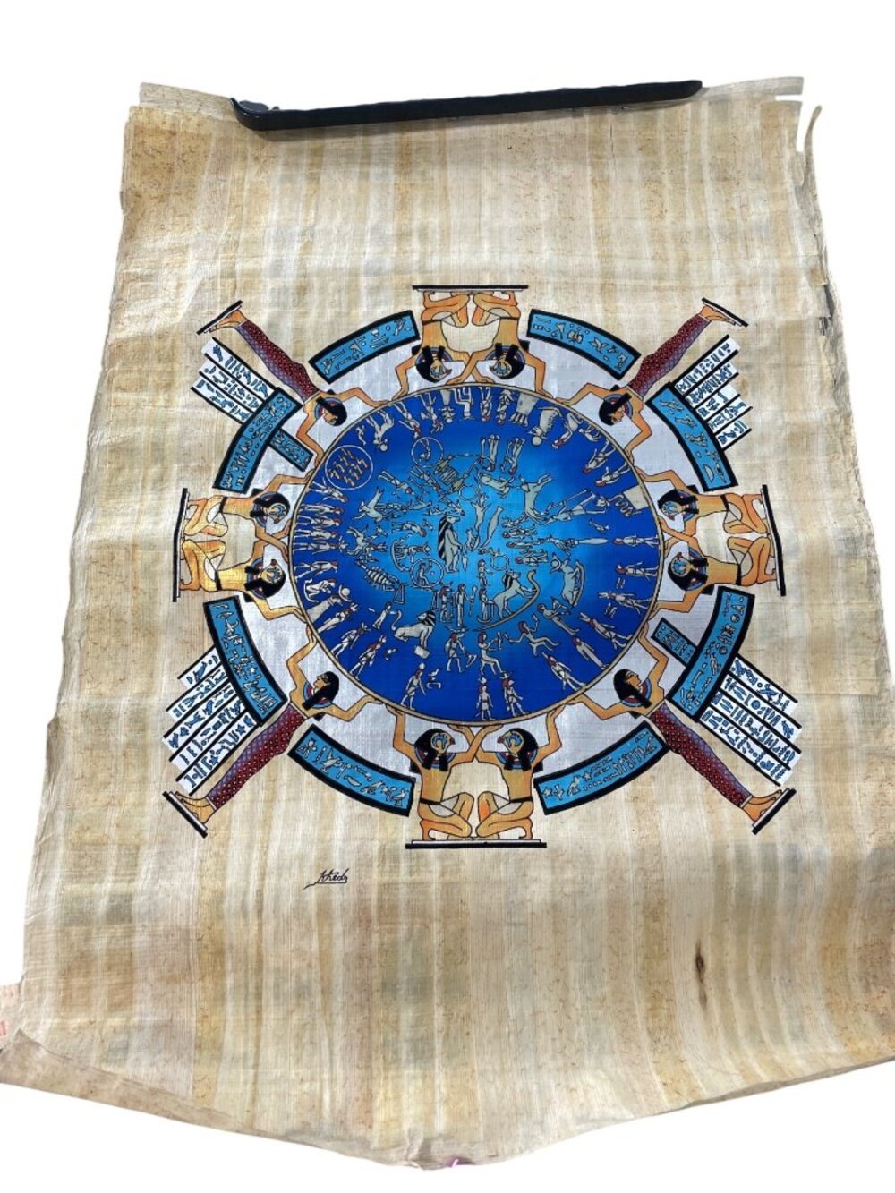 High Quality Egyptian Papyrus Zodiac Chart Handmade Artwork Dendera Inspired
